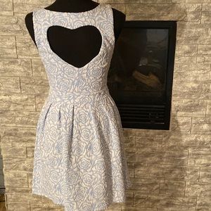 Candies Sky blue & white heart shaped rosette dress size small
